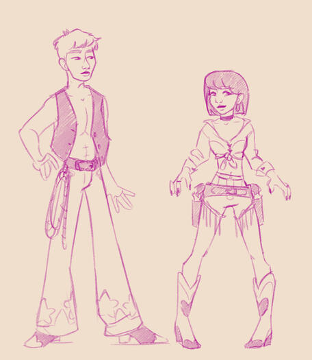 Cowboy Pokemon trainer character designs